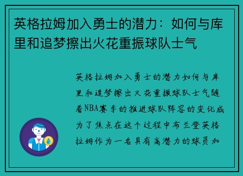 英格拉姆加入勇士的潜力：如何与库里和追梦擦出火花重振球队士气